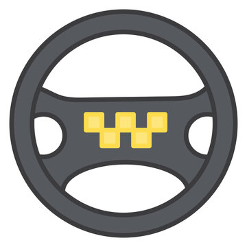 A flat design icon of car steering