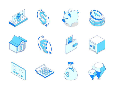 Business and finance - modern isometric icons set