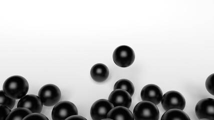 minimal abstract background studio black spheres fall 3d render
