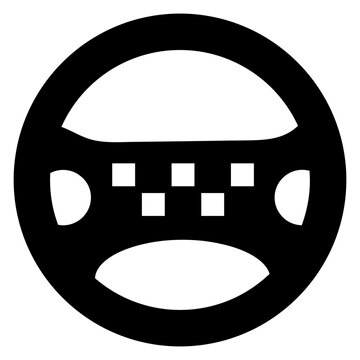 A solid design icon of car steering