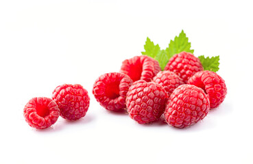 Sweet raspberry with leaves