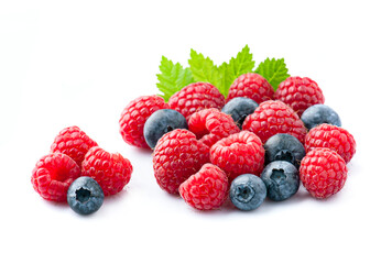 Sweet raspberries with blueberries