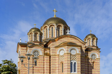 Fototapeta na wymiar Roff of Orthodox Cathedral of Christ the Saviour in Banja Luka