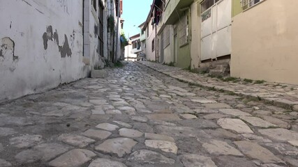 Antakya, Turkey - 12th of June 2021: 4K Empty narrow backstreet in Antakya city
