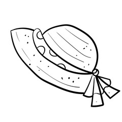 Hat summer. Fashionable straw vector accessory. Coloring illustration