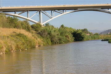 The Llobregat River as it passes through the Baix Llobregat region, near the city of Barcelona.
