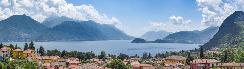 Lake Como, Italy, seen from the hills above Menaggio, with Varenna (left) and the Bellagio peninsula (center).