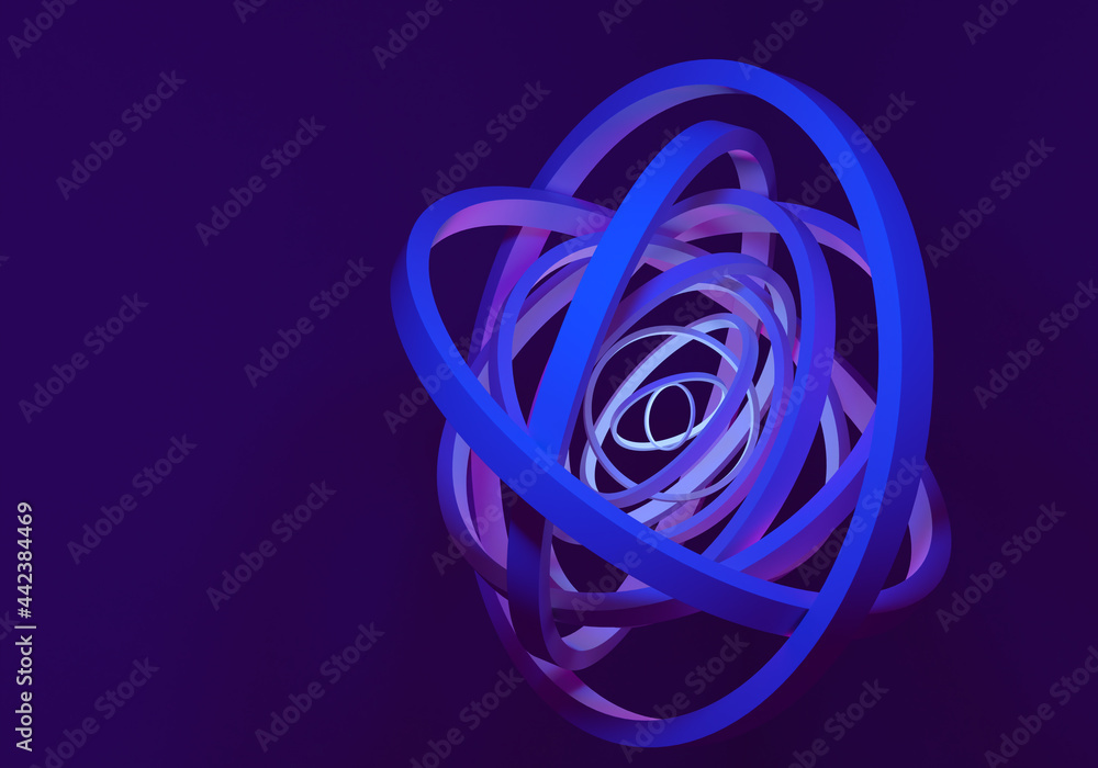 Poster abstract background for site. background many intertwined rings. geometric texture. dark blue textur
