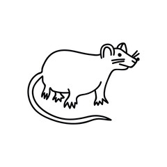 Single hand drawn mouse. Doodle vector illustration. Isolate on a white background. Goblincore print.
