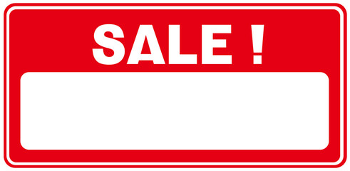 A red label that says : Sale ! Sticker