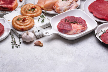 Assortment of various types of meat