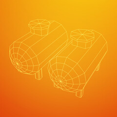 Oil tank for storage of flammable materials and petroleum. Wireframe low poly mesh vector illustration