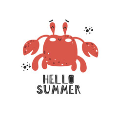 Cute red crab in scandinavian style - 442386813