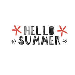 Hello summer vector lettering phrase - 442387237