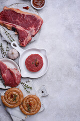 Assortment of various types of meat