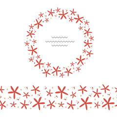Scandinavian style starfish wreath and seamless brush - 442387469