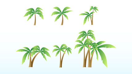 Set coconut tree symbol vector isolated on white background , illustration Vector EPS 10
