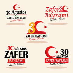 Zafer bayrami banners icon set