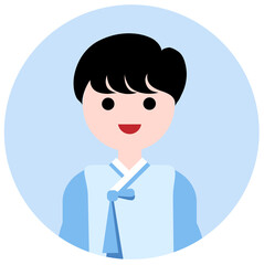 Cute Boy in Korean Hanbok Vector Illustration