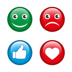 Abstract flat style design emoji emotion set.