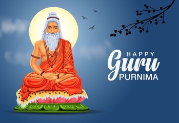 Creative vector Illustration for the Day Of Honoring Celebration Guru Purnima. - obrazy, fototapety, plakaty