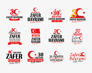 Zafer bayrami banners symbol set