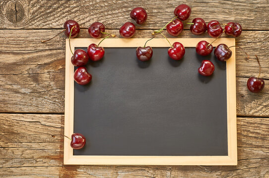 cherry red on a wooden background