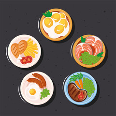 food plates icon collection
