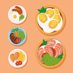 food plates icon set