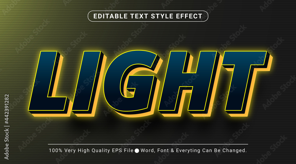 Poster light neon yellow color aura text effect, editable text effect