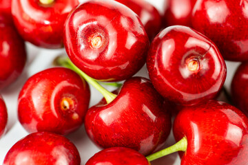 Red cherry berries close-up.
