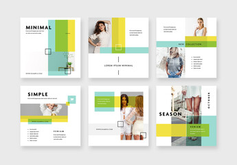 Social Square Layouts with Green and Yellow Accent