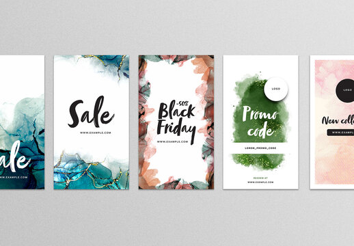 Shop Story Layouts with Hand Painted Backgrounds