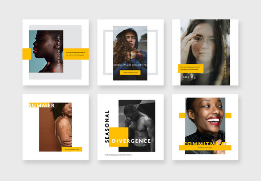 Modern Social Media Layouts with Yellow Accent