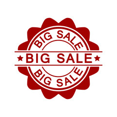 big sale sticker with red stamp isolated on white background