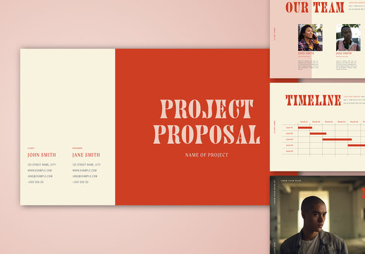 Pitch Deck with Red and Pink Accents