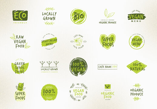 Organic Food themed Logo Set