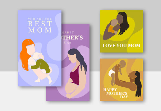 Illustrated Social Media Posts for Mother's Day