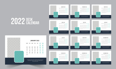 12-month desk calendar 2022