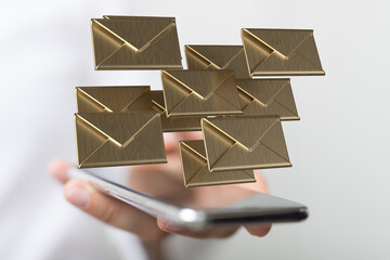  email icon concept in hand background