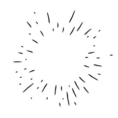 Doodle starburst. Hand drawn sun burst. Vector sketch illustration. Isolated on white background.