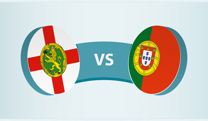 Alderney versus Portugal, team sports competition concept.