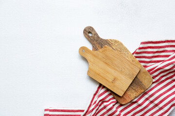 Kitchen boards for cutting on a white background. Modern home decor concept