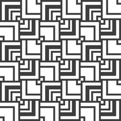 Abstract lines mosaic pattern. Modern stylish texture. Repeating geometric tiles with striped elements. Monochrome trellis. Vector background.