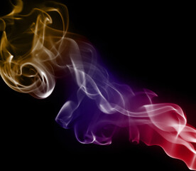 photo of smoke on a black background, post-processing in a graphic program, blur, color gradient filter.