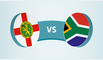 Alderney versus South Africa, team sports competition concept.