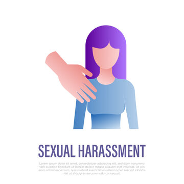 Sexual harassment gradient icon. Man hand touching female breast. Abuse, victim of sexual violence. Vector illustration.