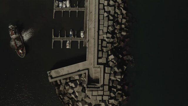 Aerial video view of the town of Cand&aacute;s, Asturias. Spain