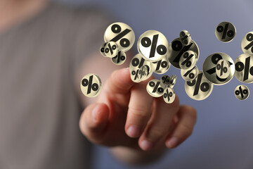 Sale percent discount % text on white background. clearance sale 3d