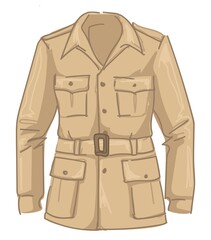 Beige jacket with belts and pockets for men vector